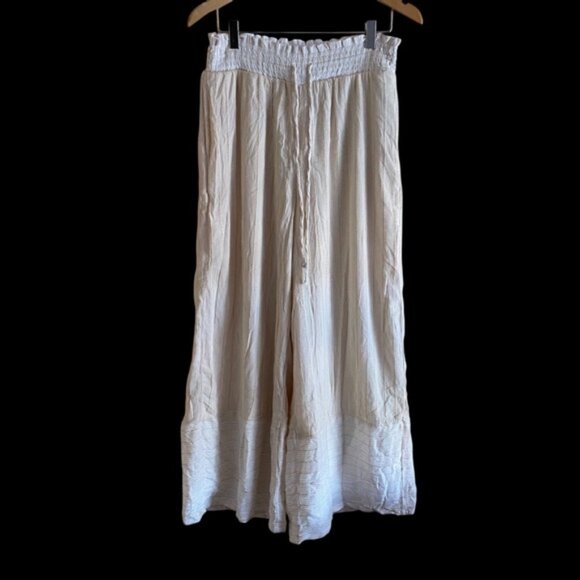 American Eagle Outfitters Pants - American Eagle 2022 Smocked Wide Leg Pant Woman Medium Stripped Cotton Festival